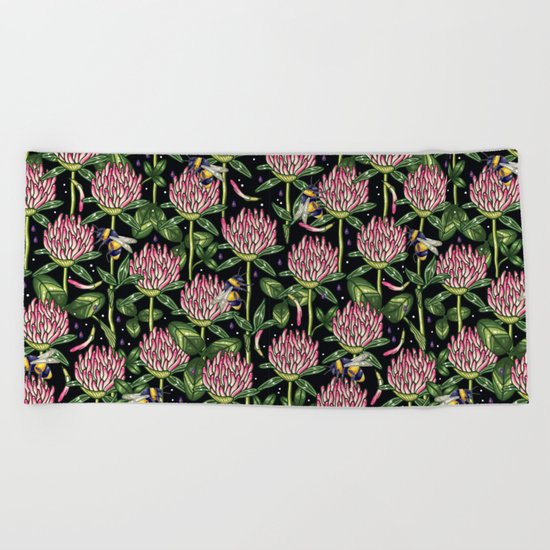 night work in the garden Beach Towel