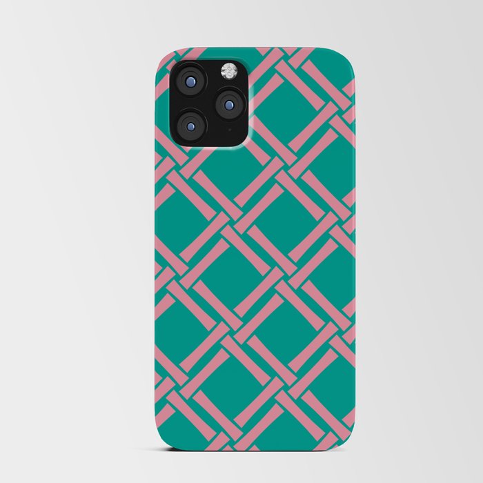Classic Bamboo Trellis Pattern 238 Pink and Turquoise iPhone Card Case