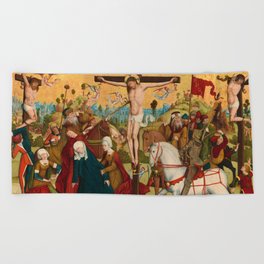 Calvary by Master of the Death of Saint Nicholas of Munster Beach Towel