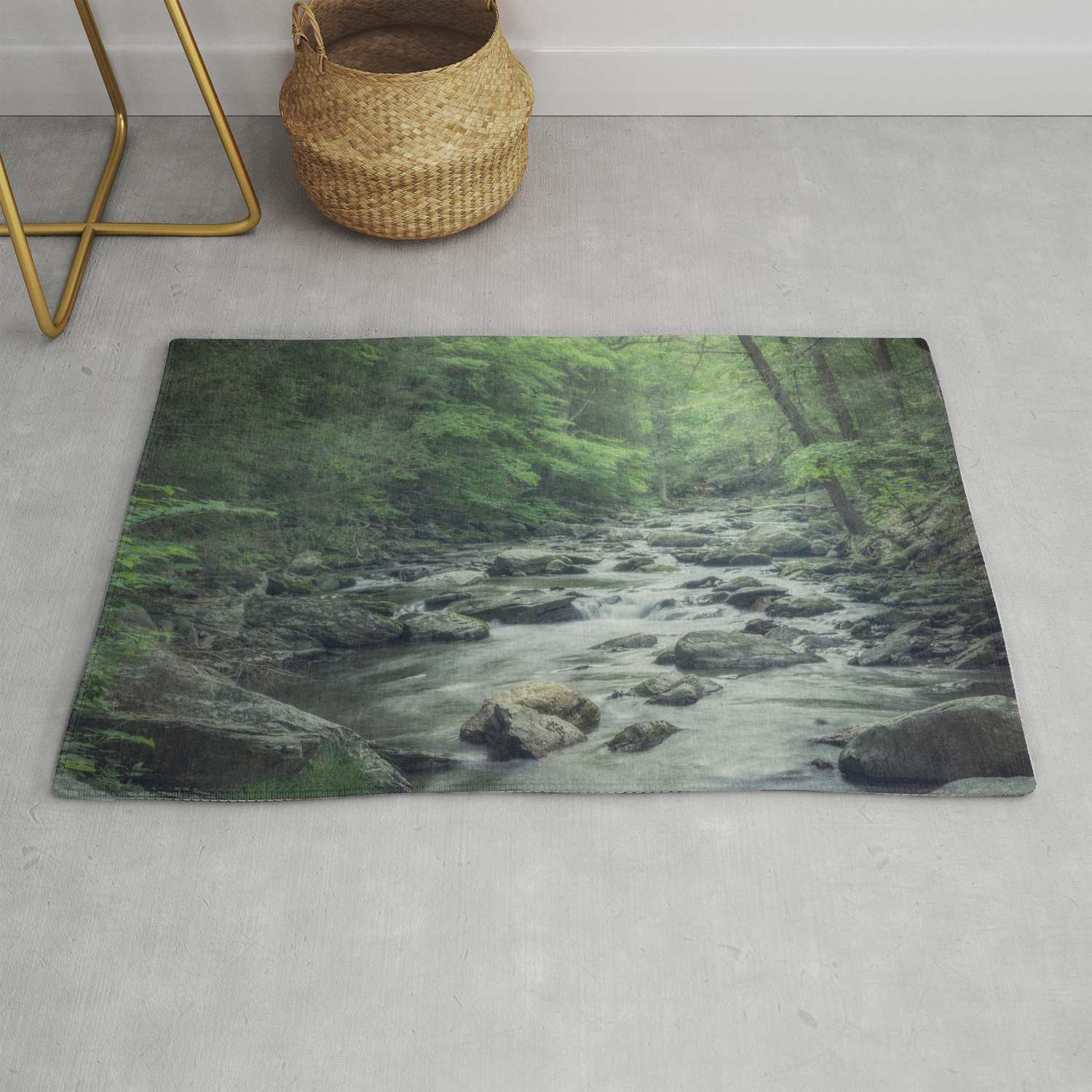 Misty Forest Stream Peaceful Woodland Photo Rug By Suzanneharford Society6