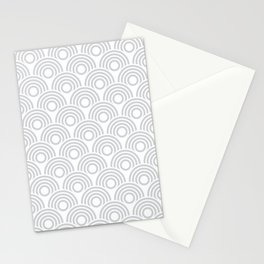 Art Deco Silver & White Circles Pattern Stationery Card