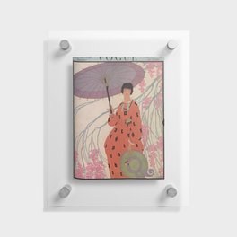 Woman With Umbrella in Spring - Vintage Fashion Magazine Poster - April 1917  Floating Acrylic Print