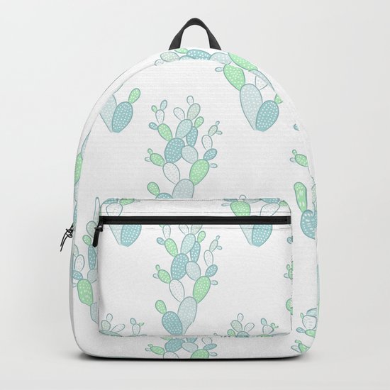 Little Succulent Pattern - Green on White Backpack