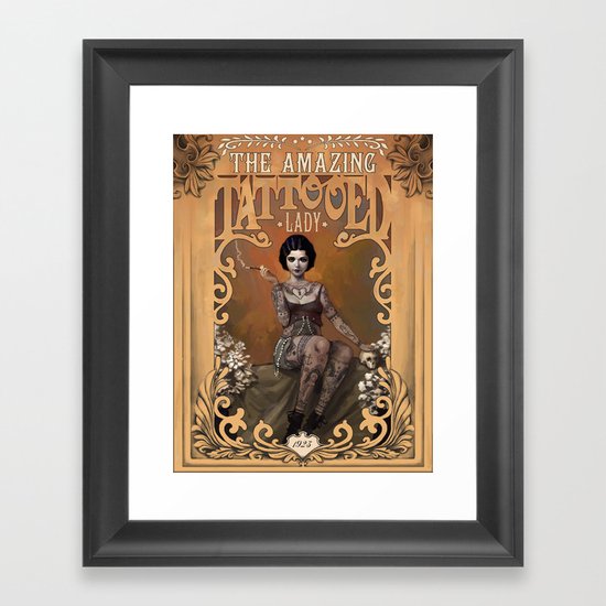 The Amazing Tattooed Lady Framed Art Print