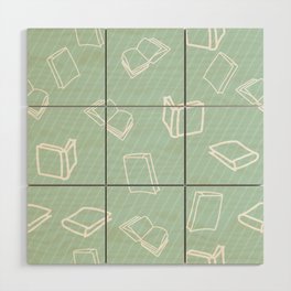 Hand Drawn Pattern with Books Wood Wall Art