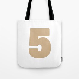 5 (Tan & White Number) Tote Bag