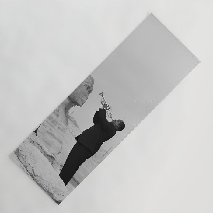 Louis Armstrong at the Spinx and Egyptian Pyrimids Vintage black and white photography / photographs Yoga Mat