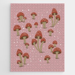 Magic Mushrooms in Pink Jigsaw Puzzle