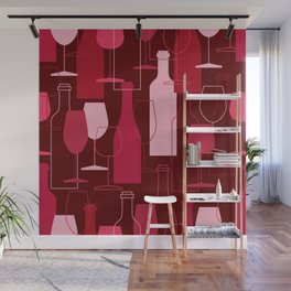 Red Wine Bottle Glass Pattern Wall Mural