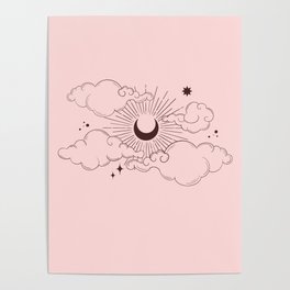 Cloudy Moon Print │Pink Poster