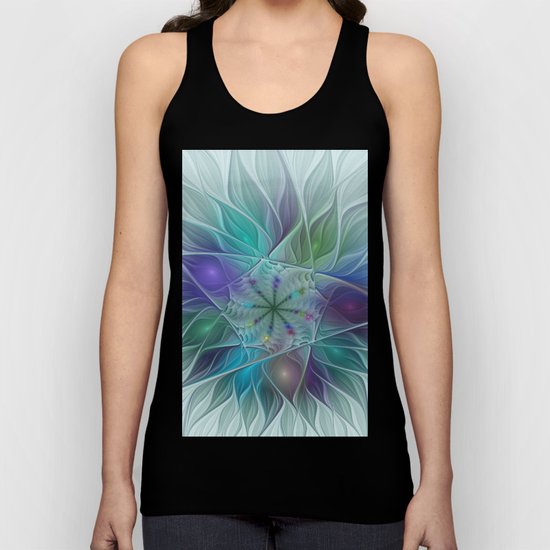 Colorful Fantasy Flower Fractal Art Abstract Unisex Tank Top