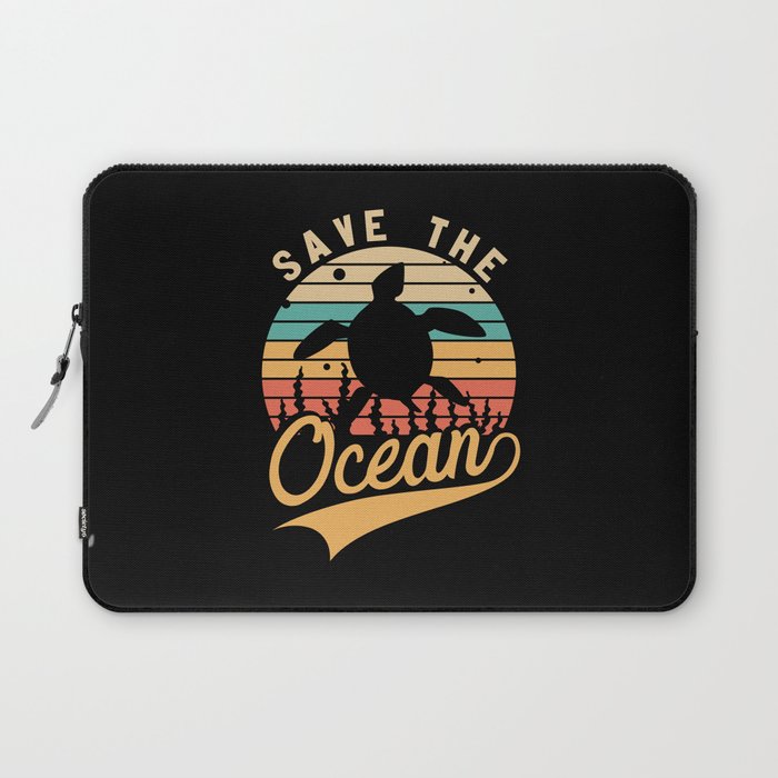 Save The Ocean Vintage Turtle Laptop Sleeve