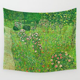 Gustav Klimt "Orchard With Roses" Wall Tapestry