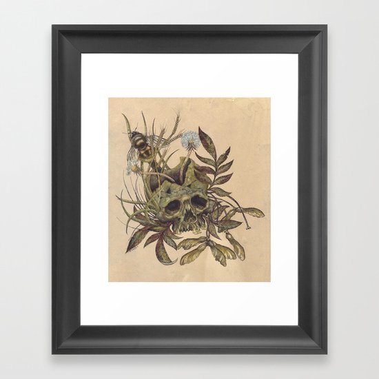 Skull with Weeds. Framed Art Print
