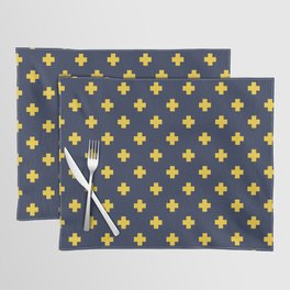 Yellow Swiss Cross Pattern on Navy Blue background Placemat