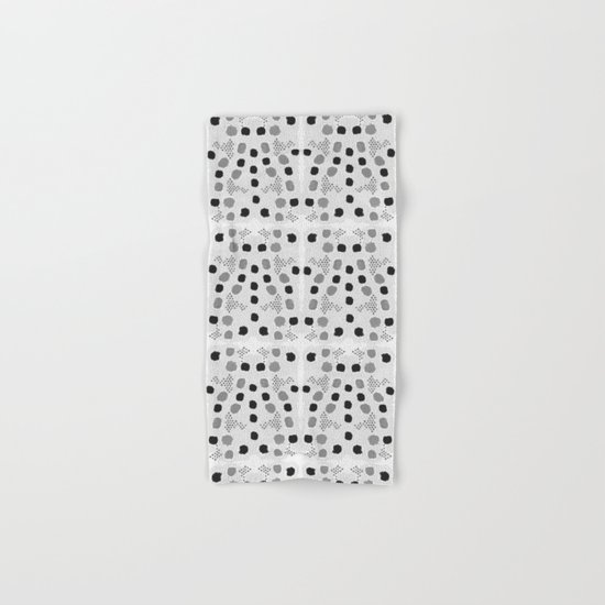 Jordan - black and white grey minimal modern dorm college trendy abstract painting dots brushstrokes Hand & Bath Towel
