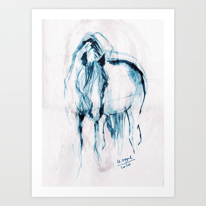 Horse (Blue Sea) Art Print