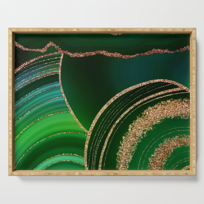 Abstract Luxury Emerald Marble  Serving Tray