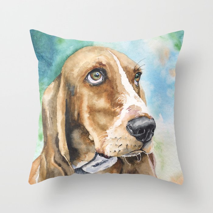 Bassett Hound Watercolor | Pillow Cover | Dogs | Home Decor | Custom Dog Pillow | Dog Mom | Hound Throw Pillow