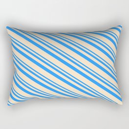 [ Thumbnail: Blue and Bisque Colored Stripes/Lines Pattern Rectangular Pillow ]