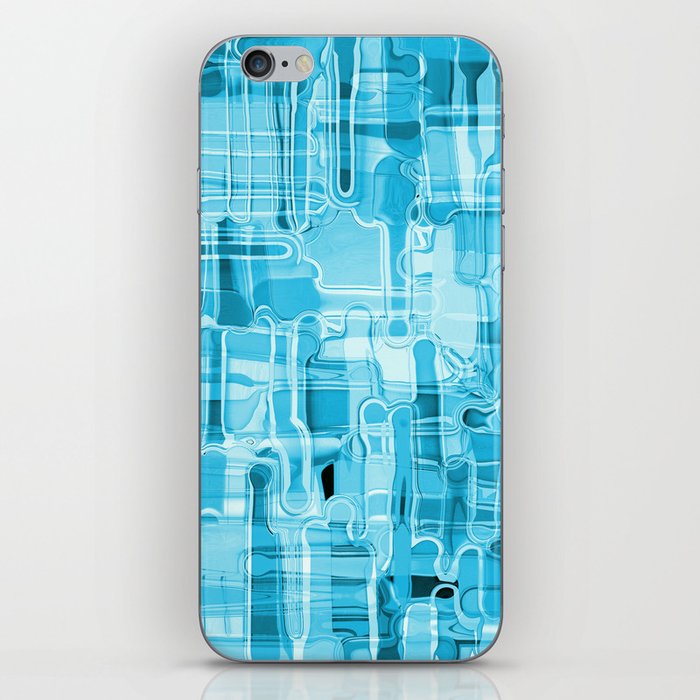 Modern Abstract Digital Paint Strokes in Turquoise Blue iPhone Skin