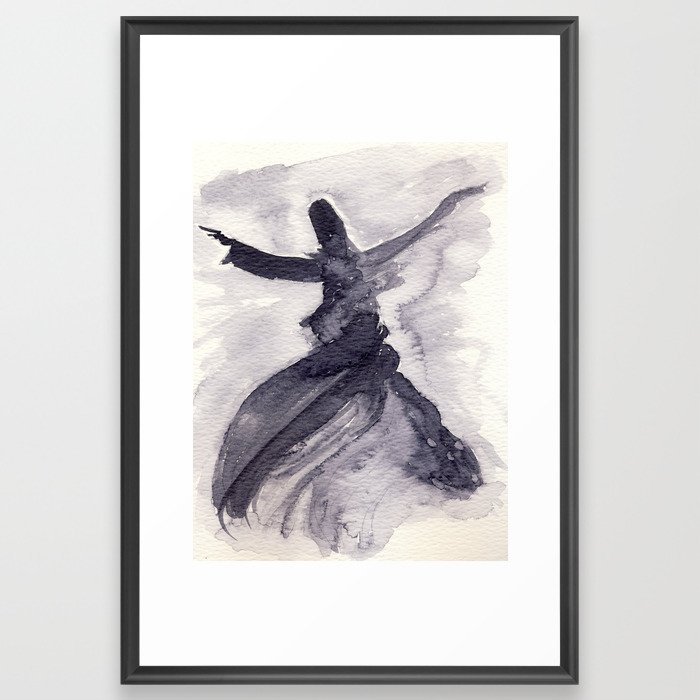 whirling dervish - sufi meditation - ink wash Framed Art Print