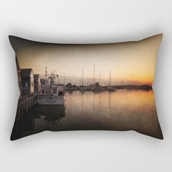 Landing stage - Sundown Harbour Boat at Sea #Society6 Rectangular Pillow