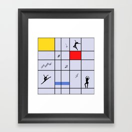 Dancing like Piet Mondrian - Composition with Red, Yellow, and Blue on the light violet background Framed Art Print