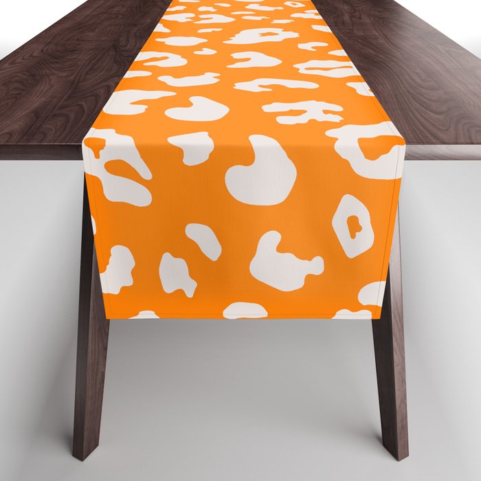 Vibrant Leopard Pattern in Orange (xii 2021) Table Runner