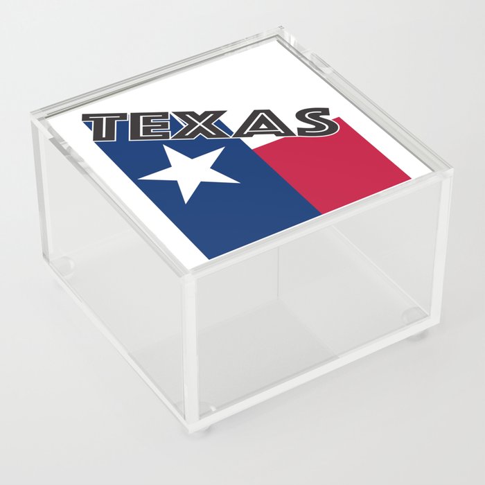 Texas Angled Flag Text Acrylic Box