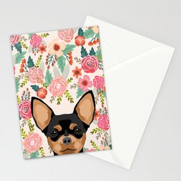 Chihuahua dog floral pet pure breed gifts for chihuahua black and tan Stationery Card