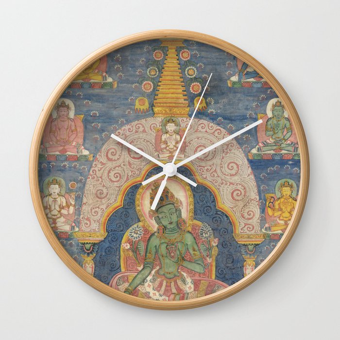 Buddhist Green Tara Thangka Wall Clock