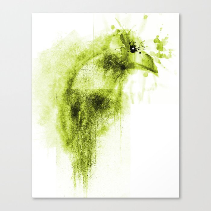 Splatter Bird Green Canvas Print