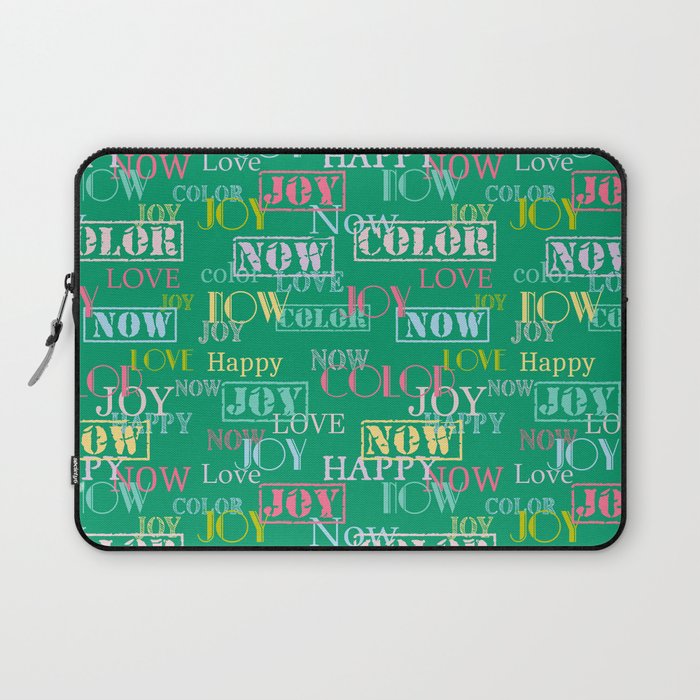 Enjoy The Colors - Colorful typography modern abstract pattern on green color background  Laptop Sleeve