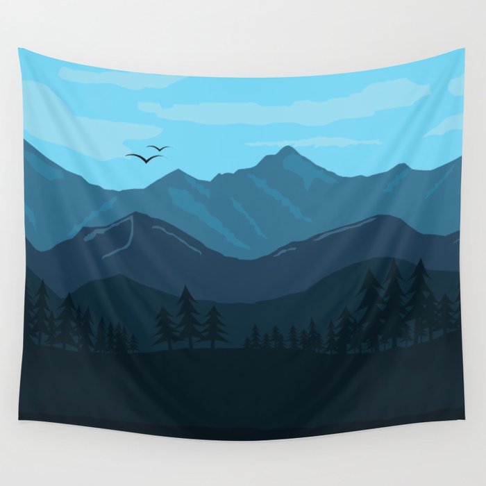 Blue Morning in the Mountains Wall Tapestry
