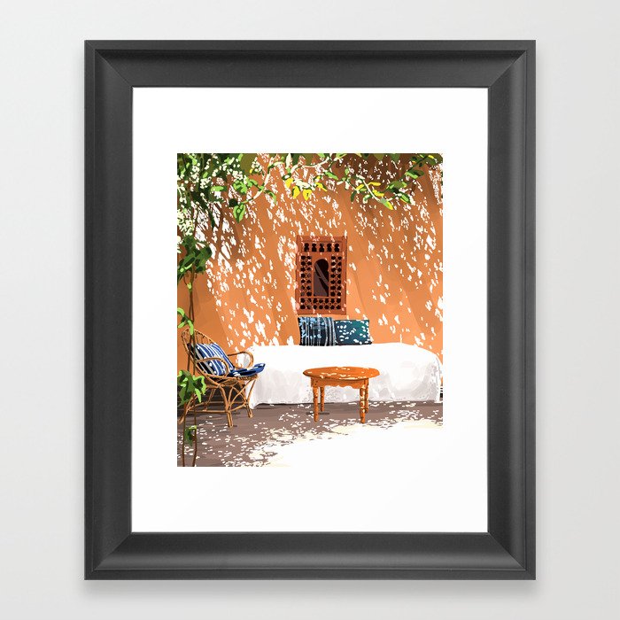 A Relaxed Afternoon | Tropical Summer Architecture | Buildings India Travel Bohemian Décor Painting Framed Art Print