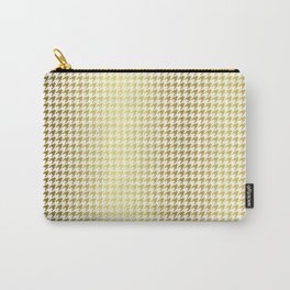 Gold Foil & Bright White Houndstooth Check Pattern Carry-All Pouch