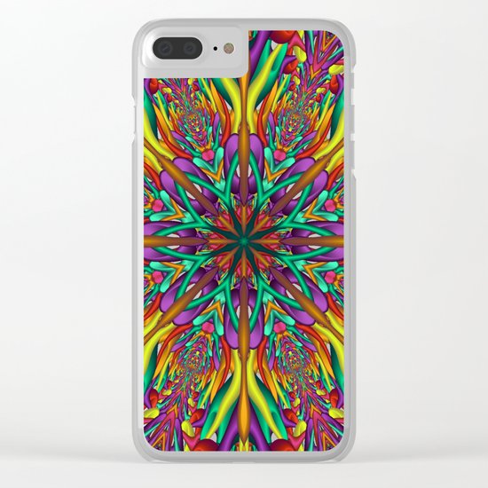 Crazy colors 3D mandala Clear iPhone Case