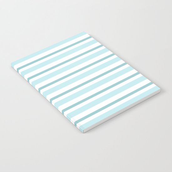 Stripes Lines horizontal - different colors of blue aqua #Society6 Notebook