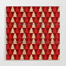 Christmas Pattern Red White Tree Geometric Wood Wall Art