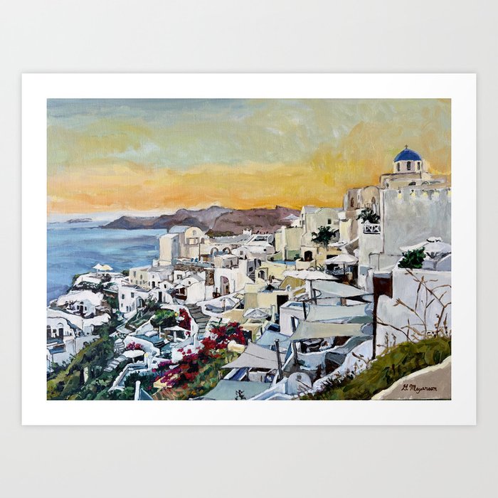 Sunset Oia Santorini Art Print