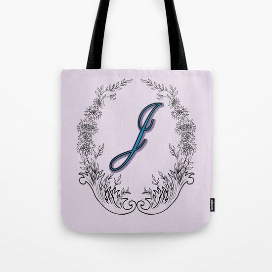 letter J with flowers and leaves Tote Bag