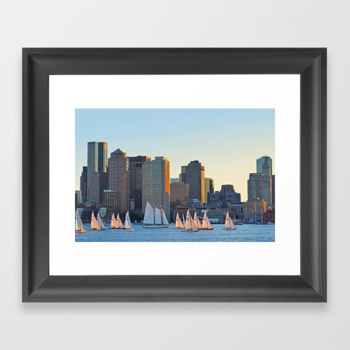 The Boston Skyline From East Boston MA Framed Art Print