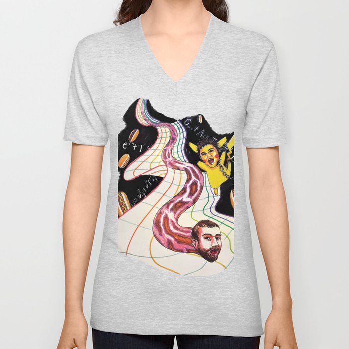 Snake-man and friend in hyper-dimensional curved spacetime V Neck T Shirt