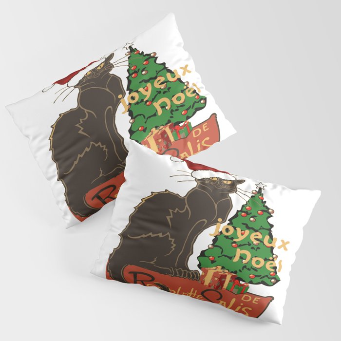 Joyeux Noel Le Chat Noir With Tree And Gifts Pillow Sham By Taiche Society6 Joyeux Noel Le Chat Noir With Tree And Gifts Pillow Sham By Taiche Society6