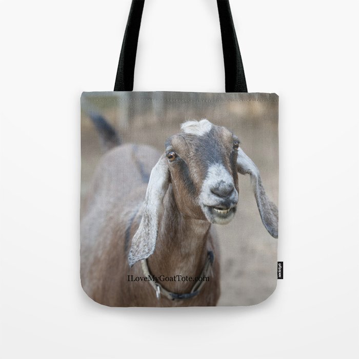 Brown Goat face grinning, goat tote shopping bag Tote Bag Tote Bag
