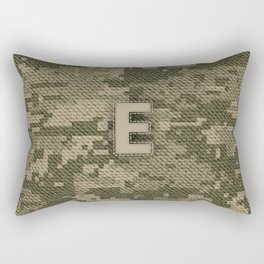 Personalized E Letter on Green Military Camouflage Army Design, Veterans Day Gift / Valentine Gift / Military Anniversary Gift / Army Birthday Gift  Rectangular Pillow