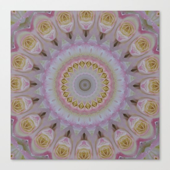 Mandala Of Yellow Roses Canvas Print
