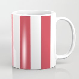 Strawberry red pink - solid color - white vertical lines pattern Coffee Mug