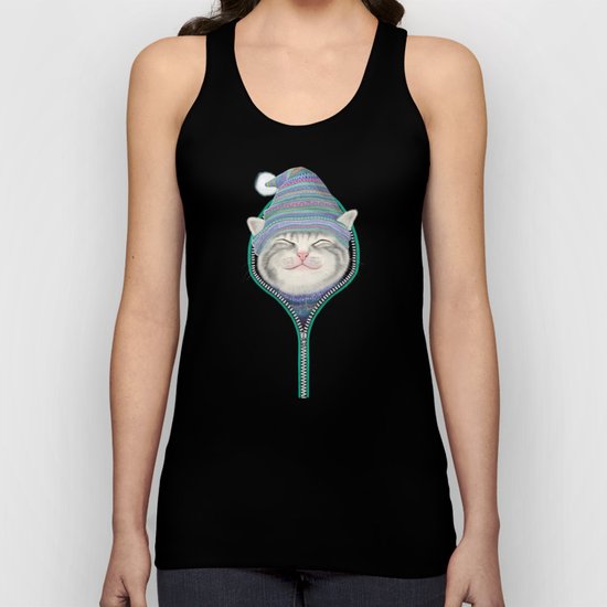 Cat in the zip Unisex Tank Top